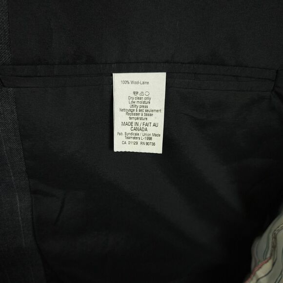 Lauren Ralph Lauren Mens 42L Gray Wool Pinstripe 2-Button Sports Coat Blazer - Picture 6 of 10